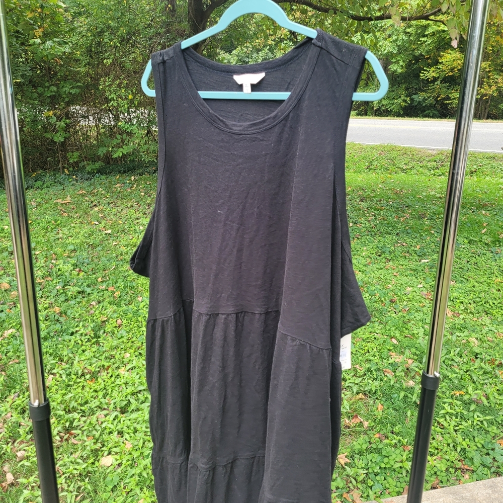 NWT Terra & Sky Women's Black Tiered Tank Dress w/Pockets Size 5X
